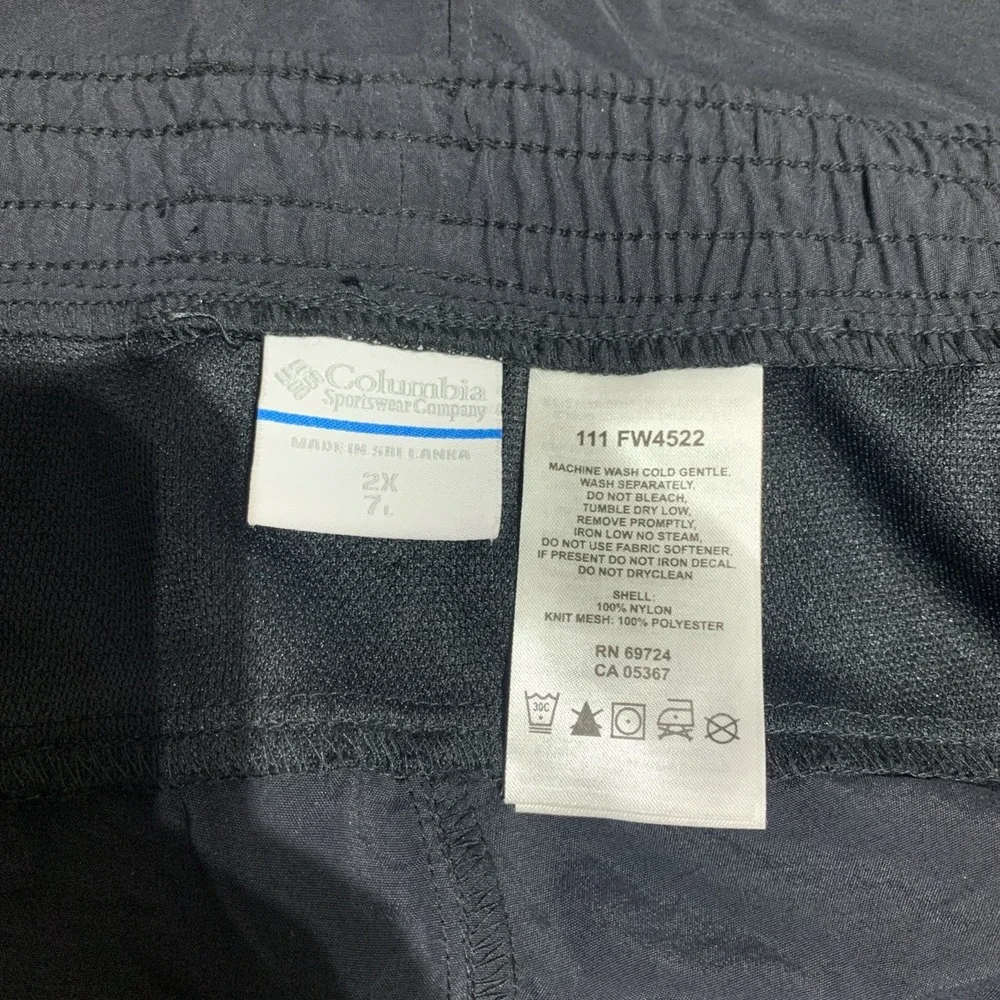 Columbia PFG Men's Black Swim Trunks Omni-Shade Lined‎ Fishing Shorts Size 2X